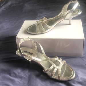 Silver Sparkly Open Toe small Heel